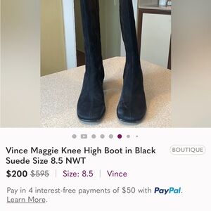 Vince Black Suede Heeled Boots